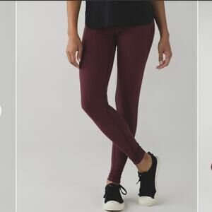 Lululemon‎ Size 4 Wunder Under Pant Micro Stripe Heathered Wine Berry Bordeaux